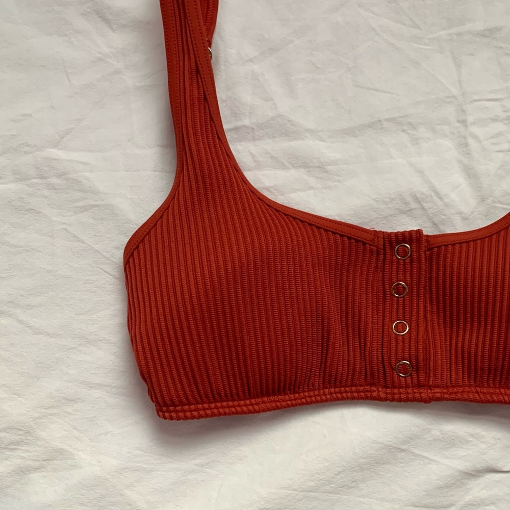 Red Ribbed Bikini Top - Picture 3 of 5